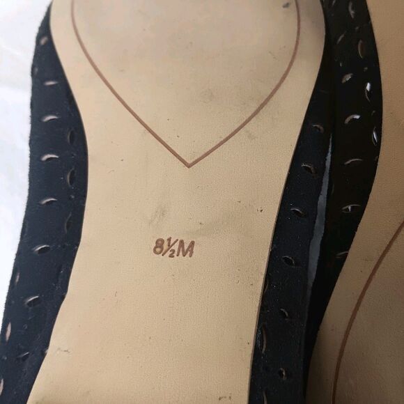 NWT HALOGEN Black LEATHER Suede LASERCUT Lace Up TASSLE Ballet Flats Sz 8.5 M - Picture 14 of 14